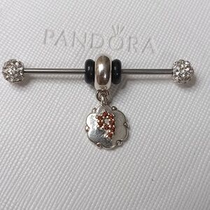 Pandora Vintage Silver Garnet Number 9 Dangle Charm (2 Listed Separately).